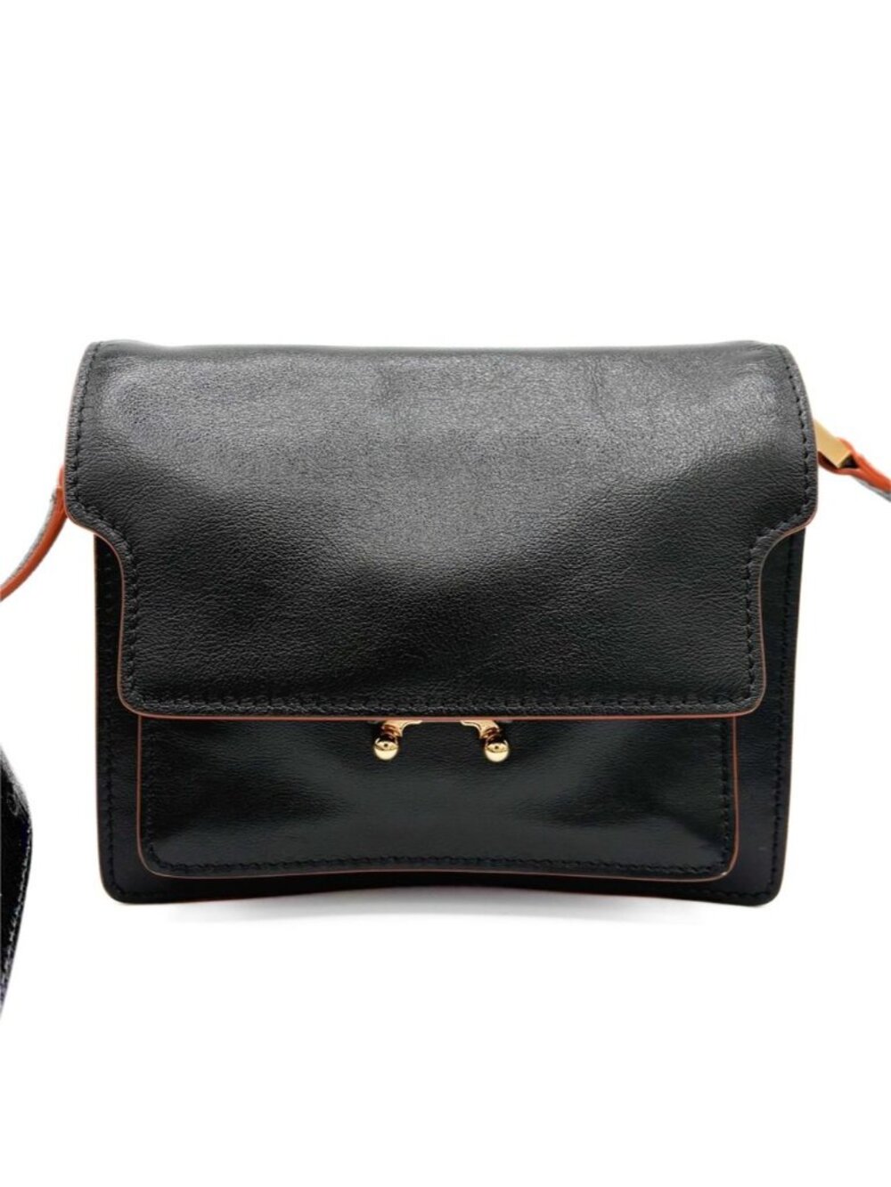 Marni Mini Trunk Bag Black Leather Crossbody Gold Hardware NWOT - Picture 4 of 13